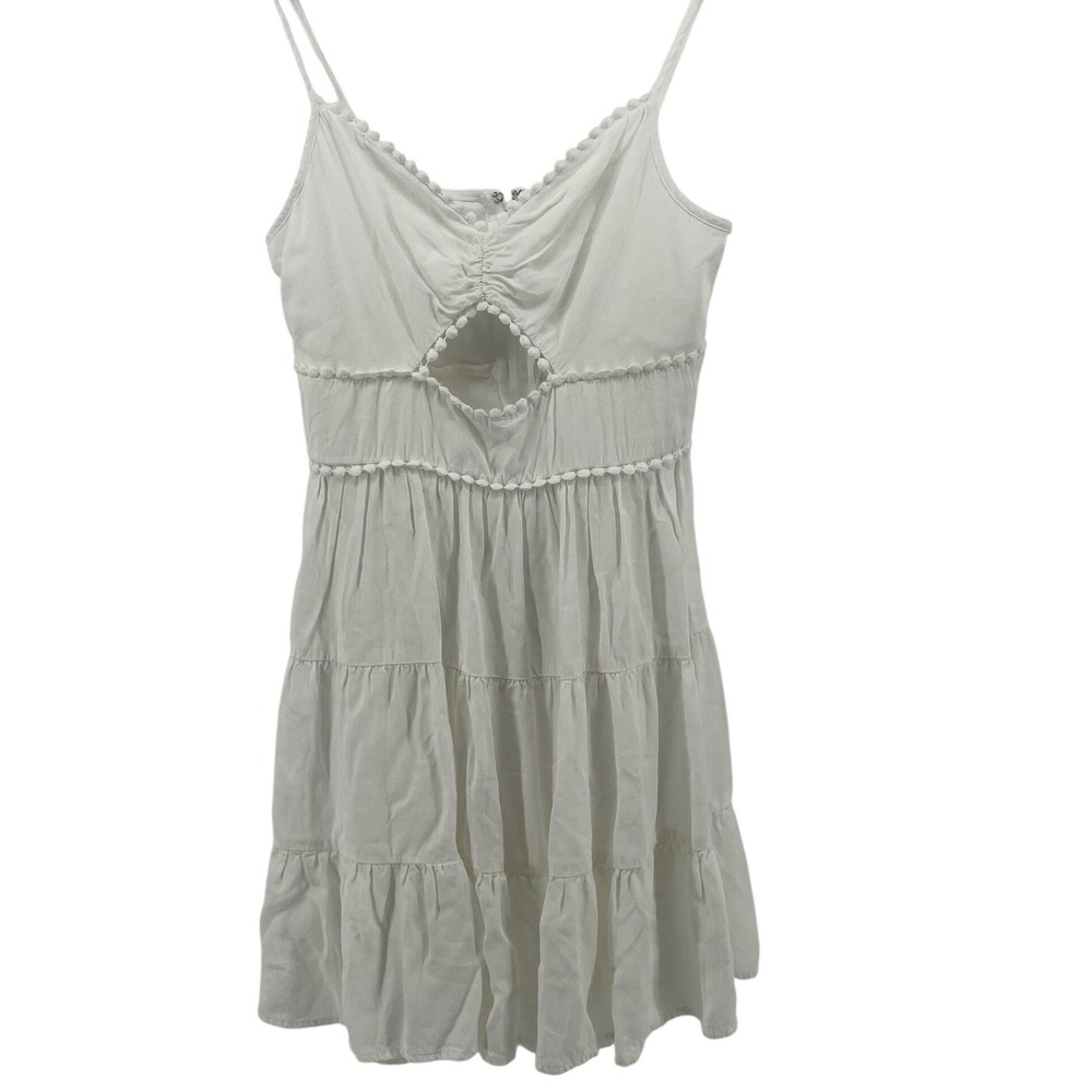 Cottagecore Mini Dress Women Small White Beachy Coastal Sundress Graduation